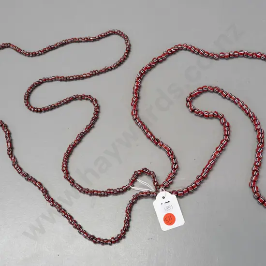 2 strings of glass chevron beads, slight variation in bead sizes - longer string L-500