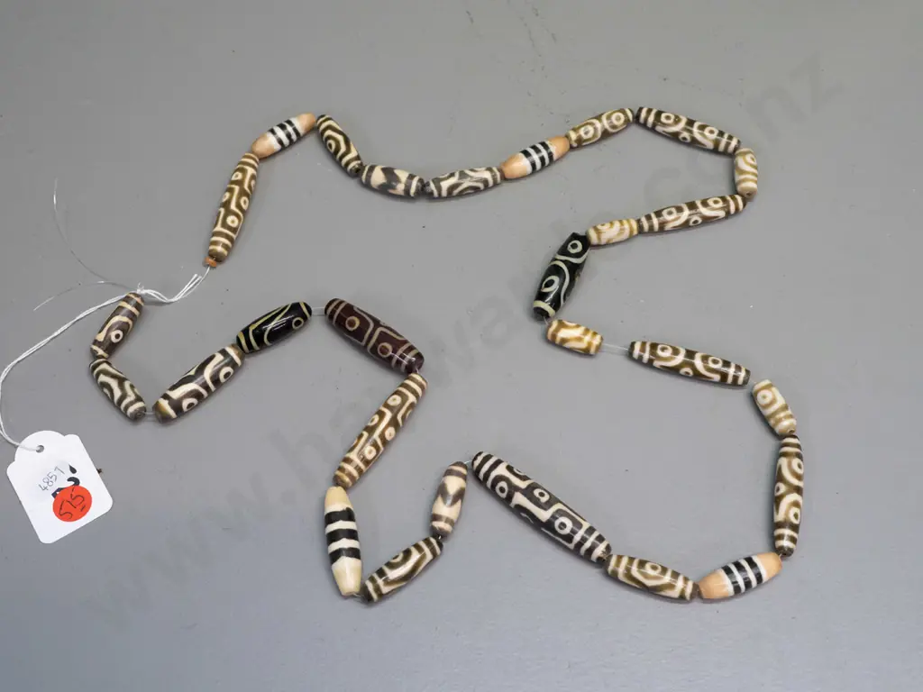 string of cylindrical mixed material (composite or glass?) possibly Tibetan beads L-500 Image 1++