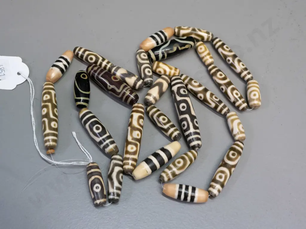 string of cylindrical mixed material (composite or glass?) possibly Tibetan beads L-500 Image 1++