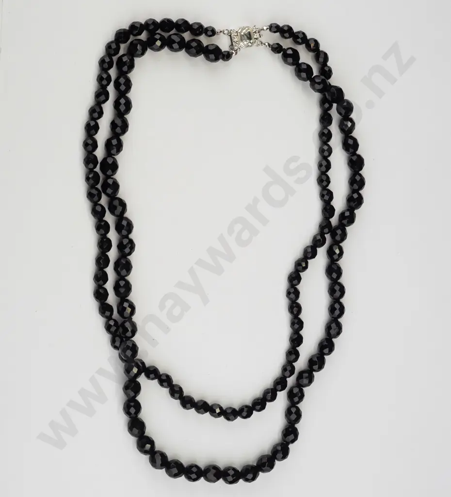 2 strand black faceted bead necklace - 110g Image 1++