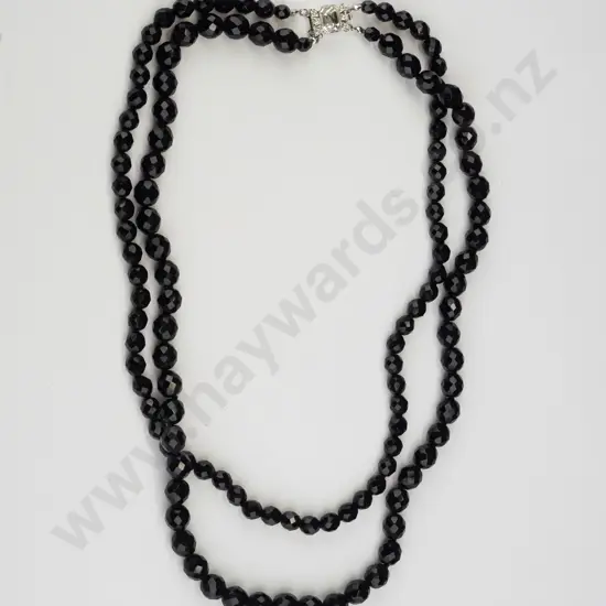 2 strand black faceted bead necklace - 110g