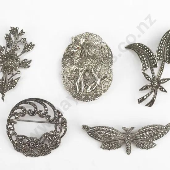 5 asstd costume brooches