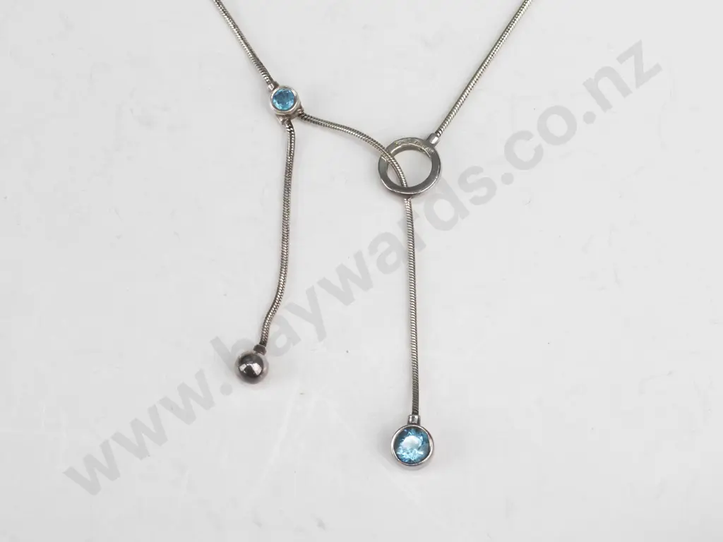 sterling silver topaz lariat necklace 10gm Image 1++
