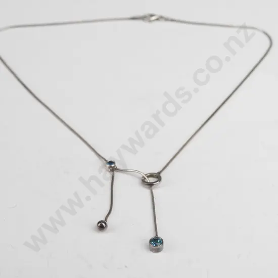 sterling silver topaz lariat necklace 10gm