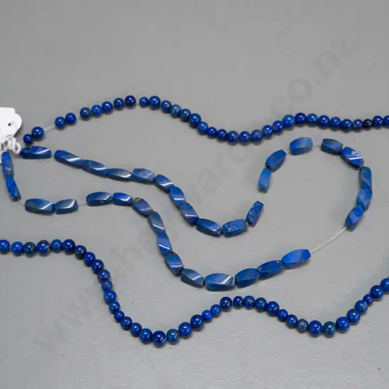 2 strings of lapis lazuli beads from Afghanistan - one spherical string L-330 and one faceted