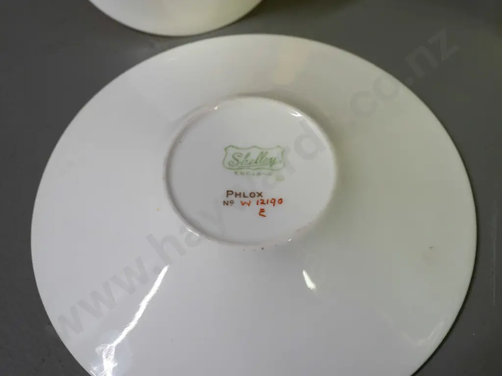 Shelley "Phlox" pattern tea set - 4 trios, cake plate W-140 and 2 spare saucers &  plates Image 1++