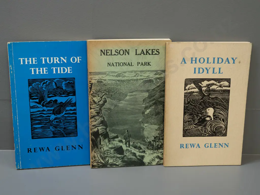3 soft cover books - 2 Rewa Glenn with wood cut illustrations by Elizabeth Johnston, Pegasus Press 1964 & 68 - and a Image 1++