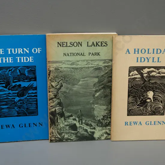 3 soft cover books - 2 Rewa Glenn with wood cut illustrations by Elizabeth Johnston, Pegasus Press 1964 & 68 - and a