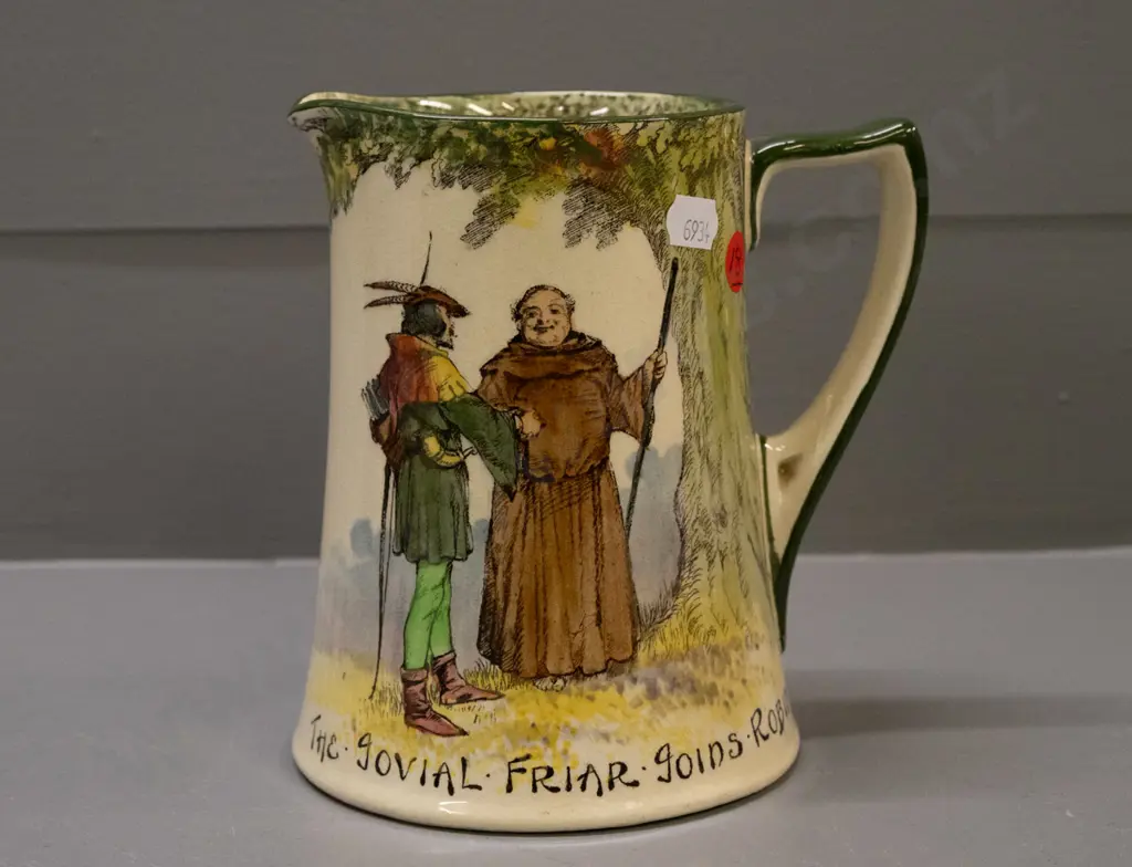 Royal Doulton Under the Greenwood Tree series jug - The Jovial Friar & Robin Hood - crazing inside H-155 Image 1++