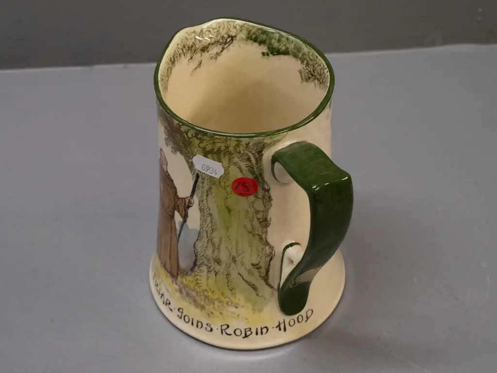 Royal Doulton Under the Greenwood Tree series jug - The Jovial Friar & Robin Hood - crazing inside H-155 Image 1++
