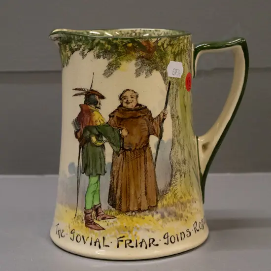 Royal Doulton Under the Greenwood Tree series jug - The Jovial Friar & Robin Hood - crazing inside H-155
