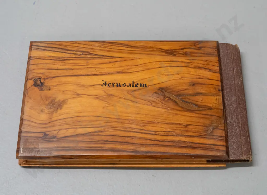 souvenir of Jerusalem book with olive wood covers, pressed flowers and views of the holy land H-115 W-185 Image 1++