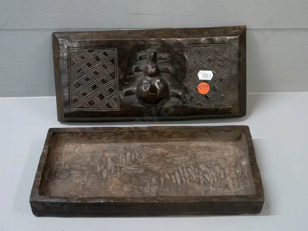 small carved wooden box with lift off lid, Dogon tribe, Mali L-240 D-120 Image 1++