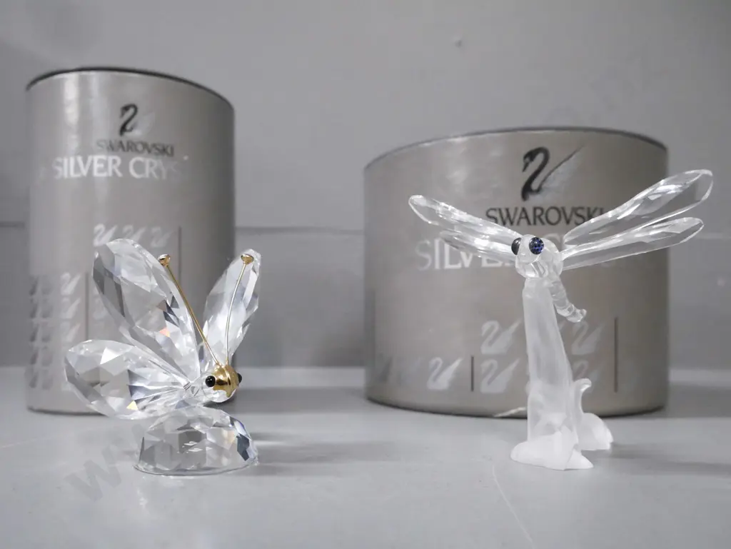 Swarovski 2x miniature figurines: butterfly & dragonfly; w/ original packaging. Dragonfly H-65 Image 1++