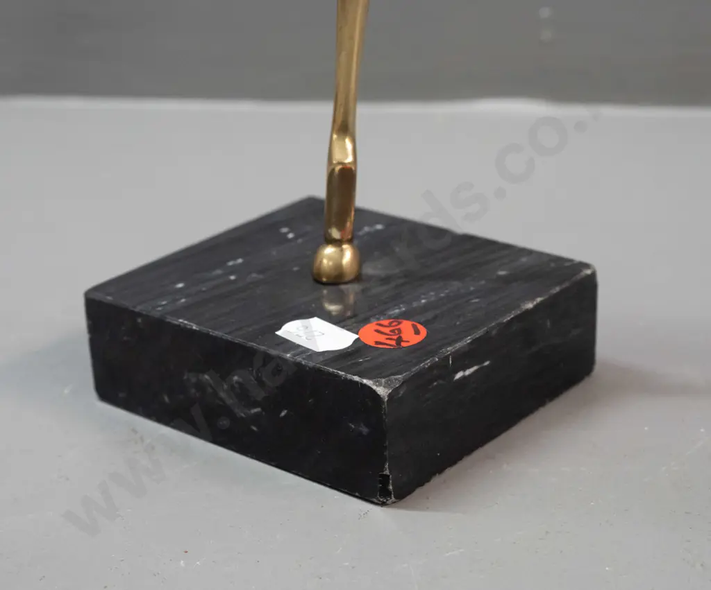 retro cast brass ballerina figure on dark marble base - some chipping to edges of marble H-300 Image 1++