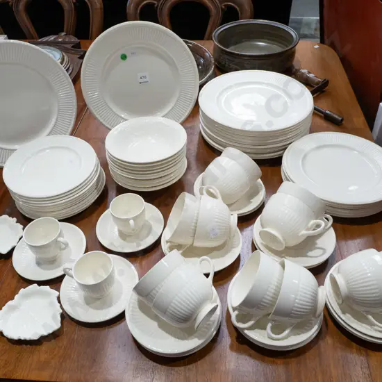 Wedgwood "Edme" pattern table ware - 13 dinner plates, 6 medium, 11 sides, 9 soups, plus 9 small bowls in a different