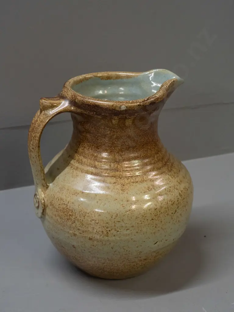 New Zealand studio pottery large jug with unknown potter's mark - see photos H-240 W-180 Image 1++