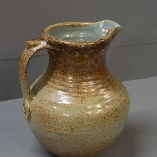 New Zealand studio pottery large jug with unknown potter's mark - see photos H-240 W-180
