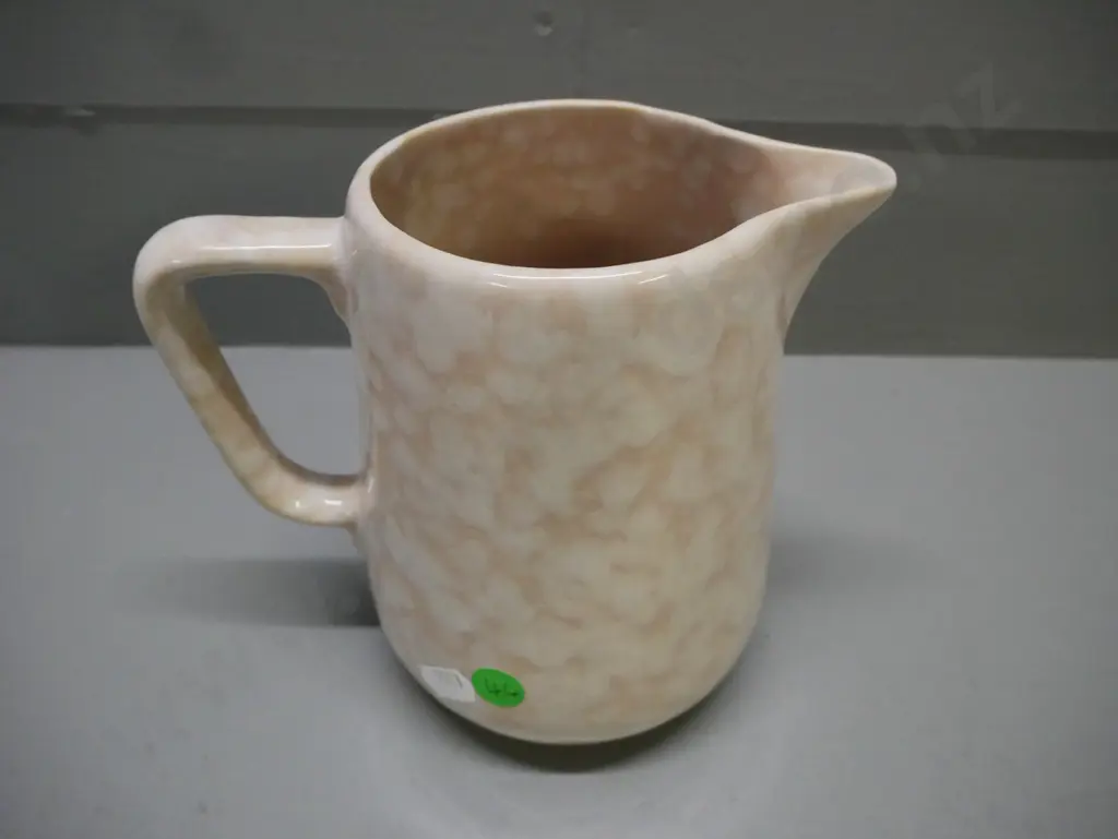 Temuka ware jug with mottled whitewash trickle glaze H-150 W-150 Image 1++