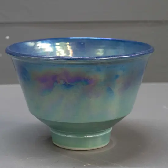 Danny Moorwood studio pottery lustre footed bowl H-110 D-160