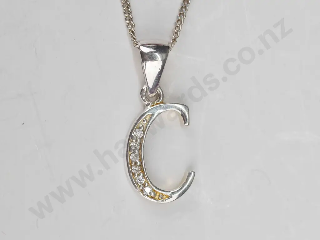 silver cz necklace stamped 925 Image 1++