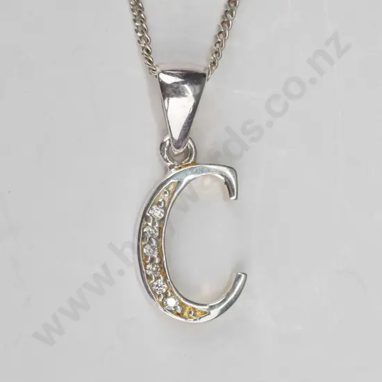 silver cz necklace stamped 925