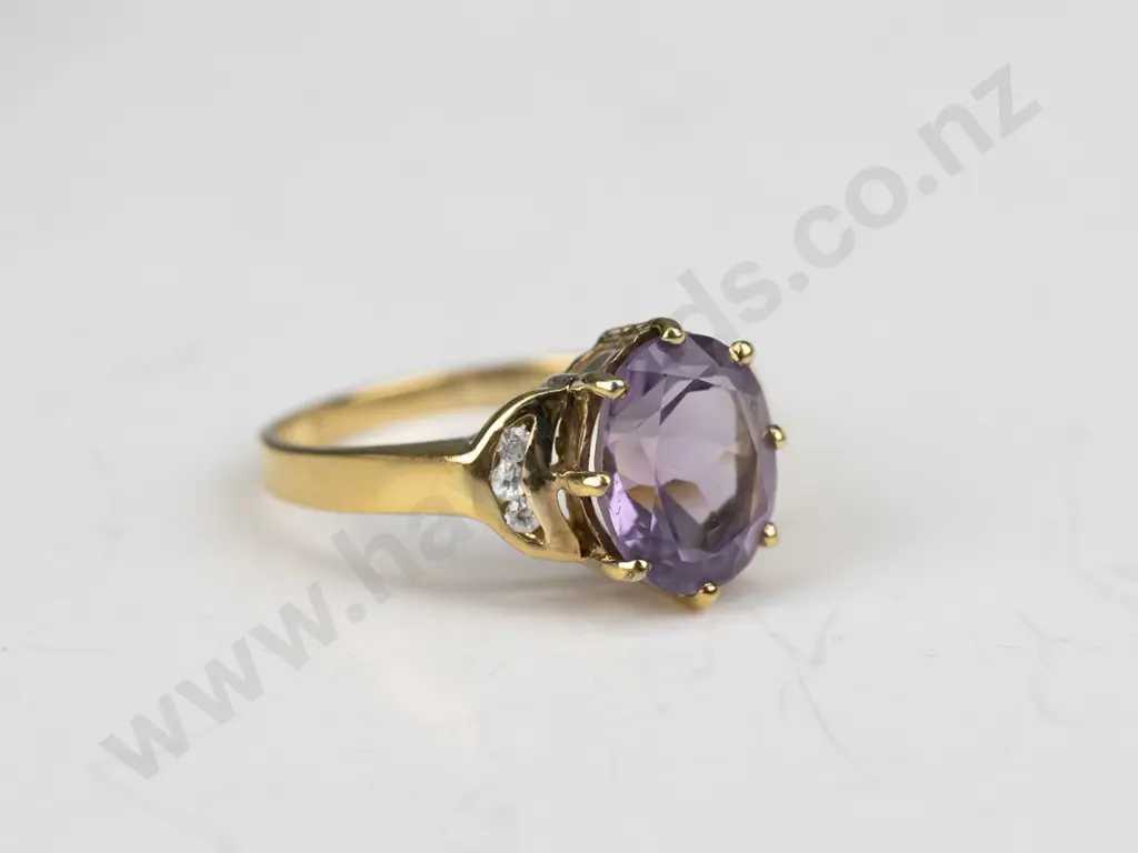 sterling silver amethyst ring 3gm size M Image 1++
