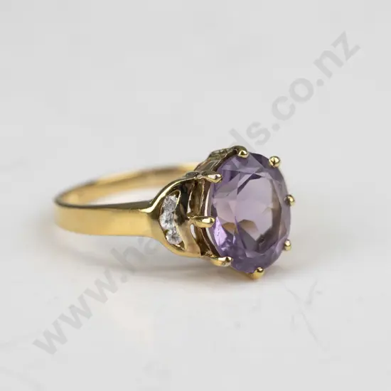 sterling silver amethyst ring 3gm size M