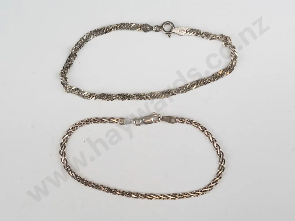 2 silver chain bracelets - 7g Image 1++