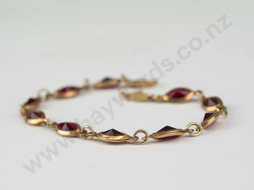 silver red stone bracelet stamped 925 Image 1++