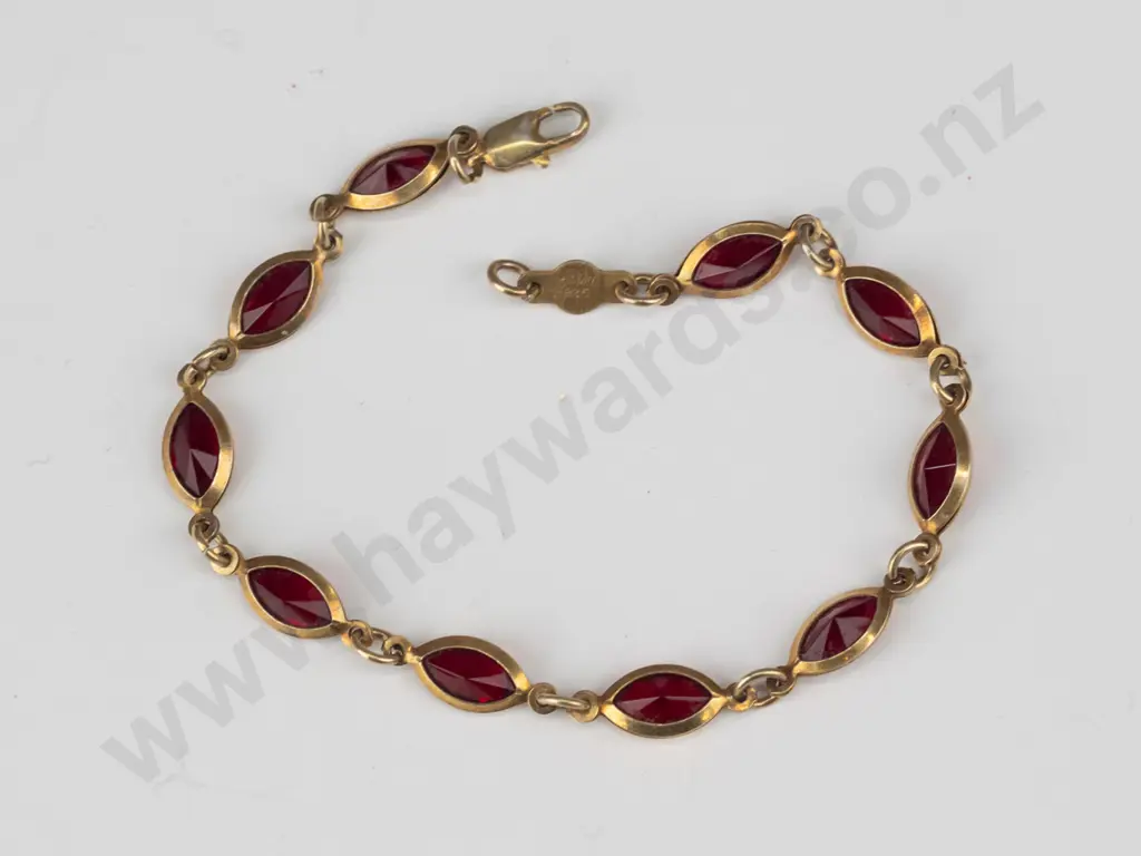 silver red stone bracelet stamped 925 Image 1++