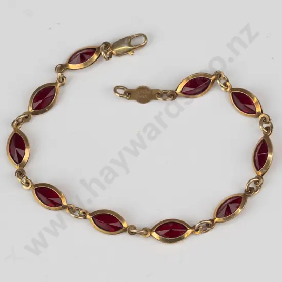 silver red stone bracelet stamped 925