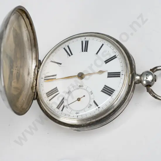 silver pocket watch EHM Birmingham key wound going