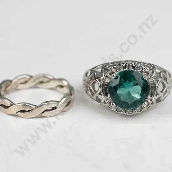 2 silver rings both stamped