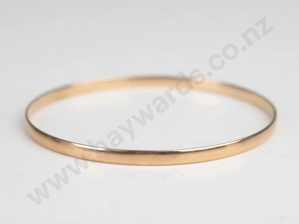 9ct rose gold bangle 3mm - 8.00gms Image 1++