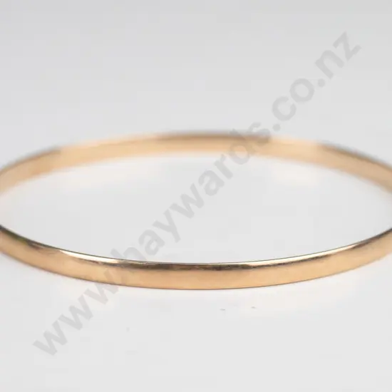 9ct rose gold bangle 3mm - 8.00gms