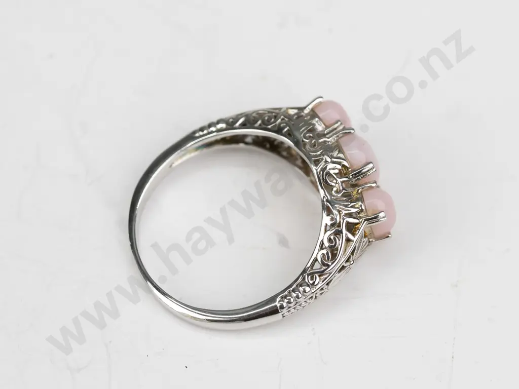 sterling silver pink opal ring 3gm size X Image 1++