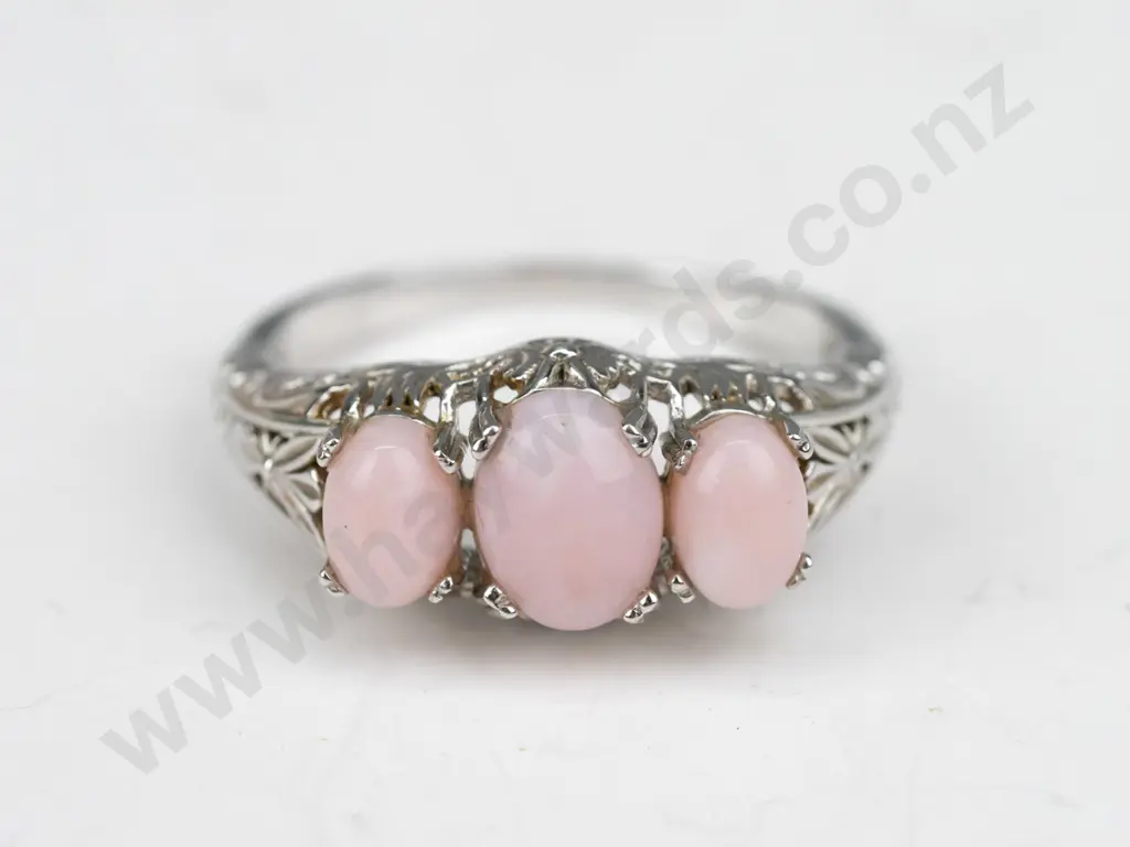 sterling silver pink opal ring 3gm size X Image 1++