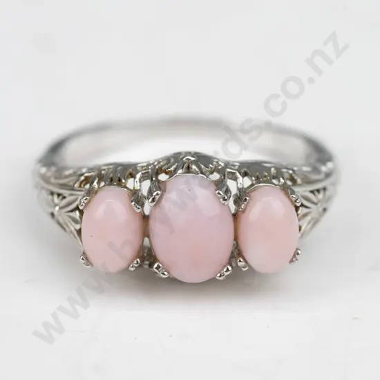 sterling silver pink opal ring 3gm size X