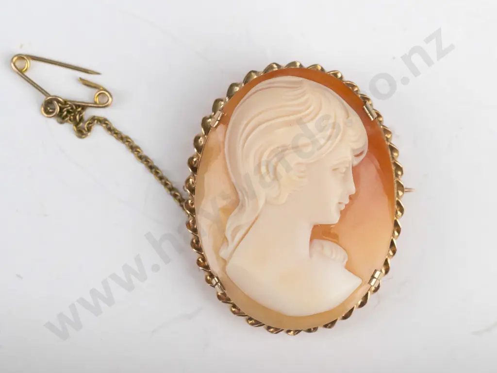 9ct cameo with twisted rope 35mm x 30mm Image 1++