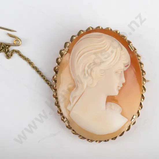 9ct cameo with twisted rope 35mm x 30mm