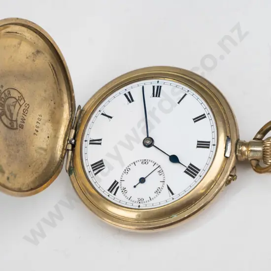 Swiss gold pocket watch 'Sirdar 15 jewels going - 10 year case