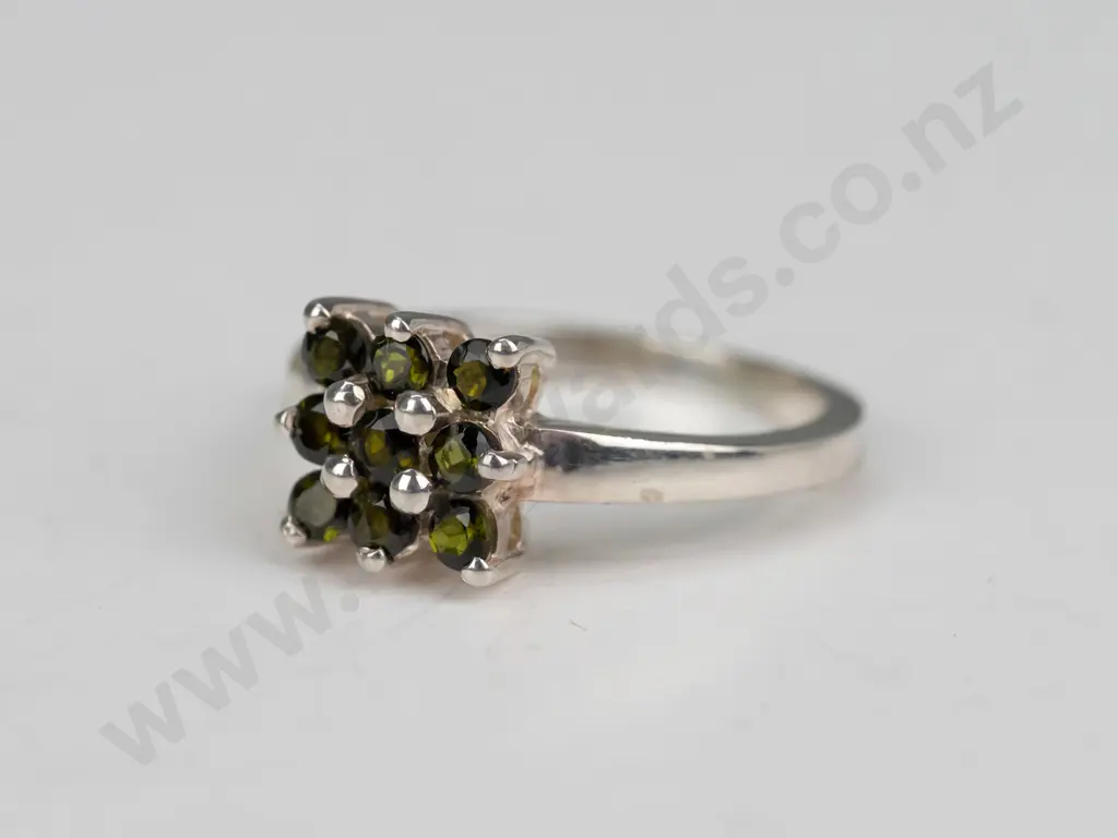 sterling silver tourmaline ring 3gm size M Image 1++