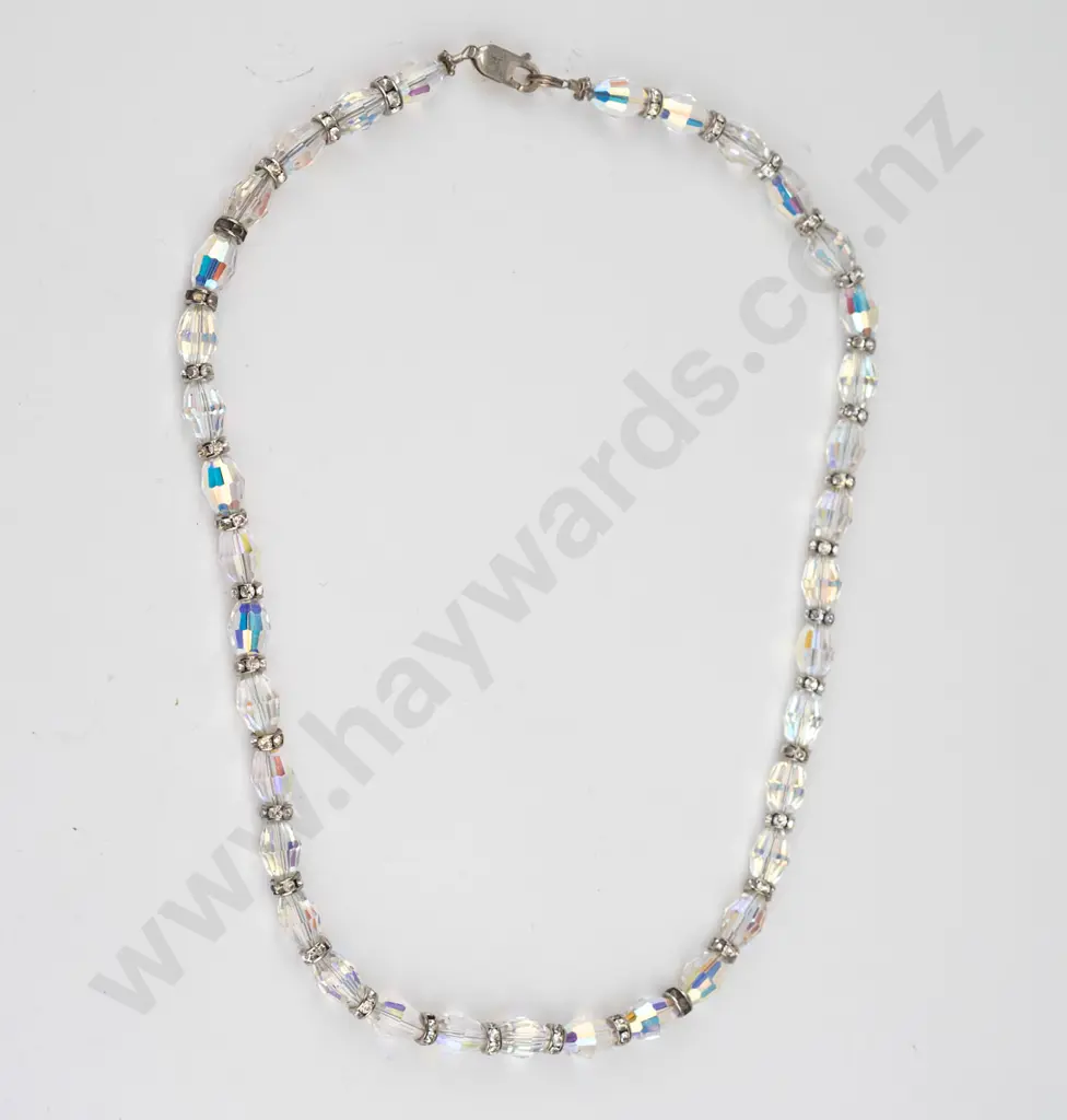 silver aurora borealis crystal necklace 31 gms Image 1++