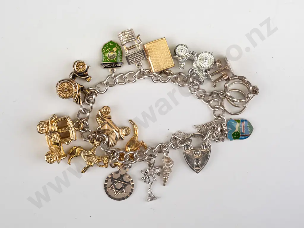 charm bracelet with numerous charms Image 1++