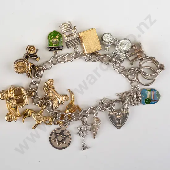 charm bracelet with numerous charms