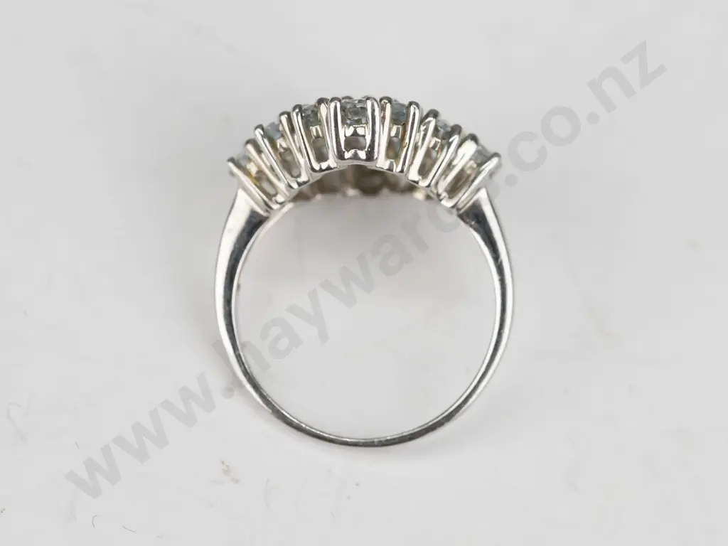 sterling silver aquamarine ring 4gm size P Image 1++