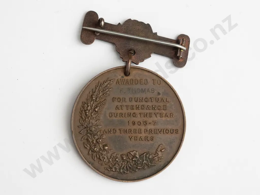 KIng Edward V11 medal 1902-1907 London County Council - 'awarded to F Thomas for punctual Image 1++