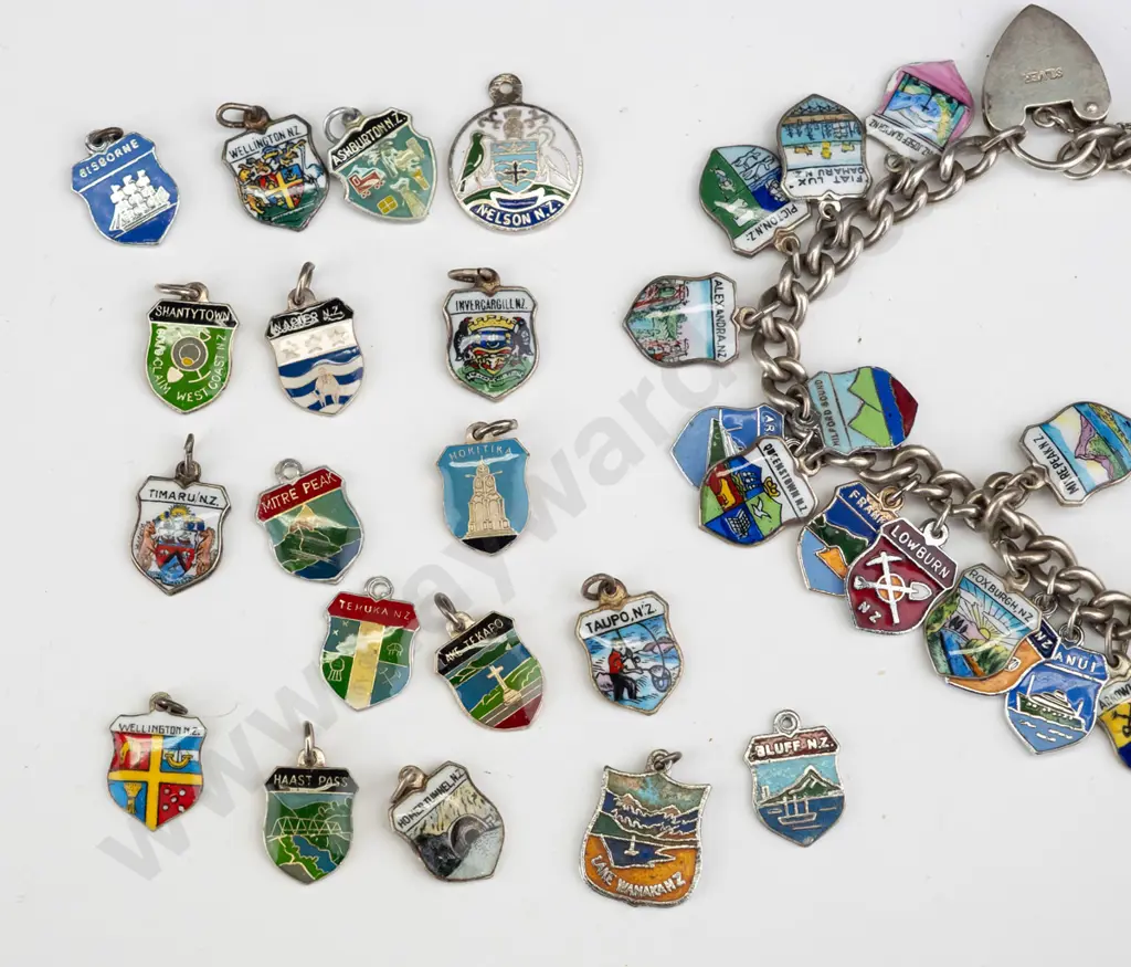 charm bracelet with NZ towns charms & 18 spares charms Image 1++