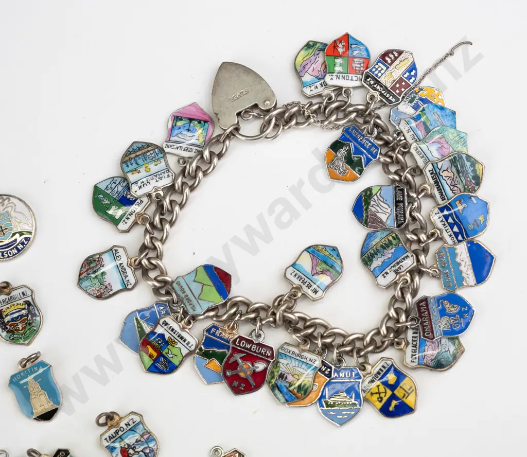 charm bracelet with NZ towns charms & 18 spares charms Image 1++